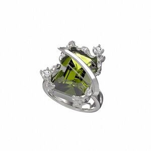 Silver and Green Gemstone Ring size 7